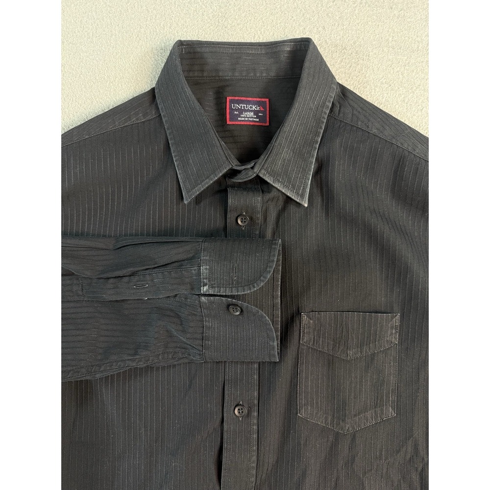 UNTUCKit Shirt Mens Large Gray Stripe Long Sleeve Button Up Casual Cotton